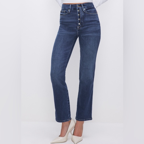 Good American Good Curve Straight Leg Jeans in Indigo593 - Picture 2 of 9